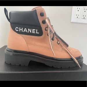 Chanel Beige/Pink Hiking Boots